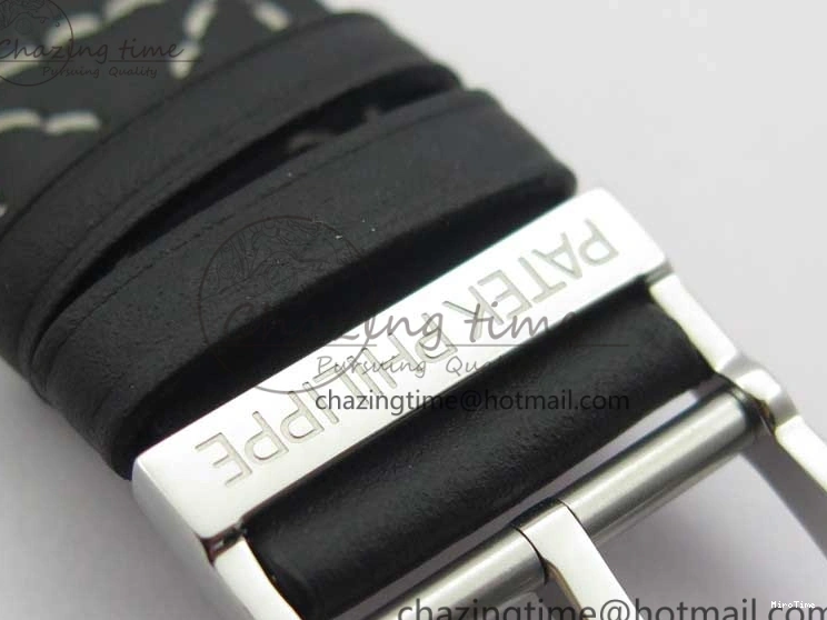 MIROTIME 0122 Practical Calatrava 5524 Pilot Travel Time SS GRF Blue Dial on Black Leather Strap A324 V 7107